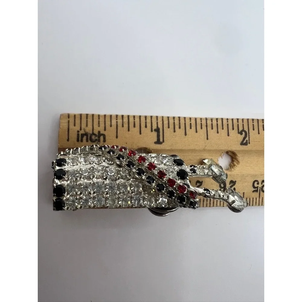 Vintage Dorothy Bauer Golf Bag Pin Rhinestone Red Black‎ Novelty Brooch 80s Chic